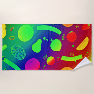 Farbenfrohe, lebendige Neon Frucht Muster Kunst Strandtuch