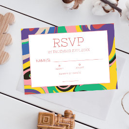 Farbenfrohe, lebendige Swirl Art Wedding Response RSVP Karte