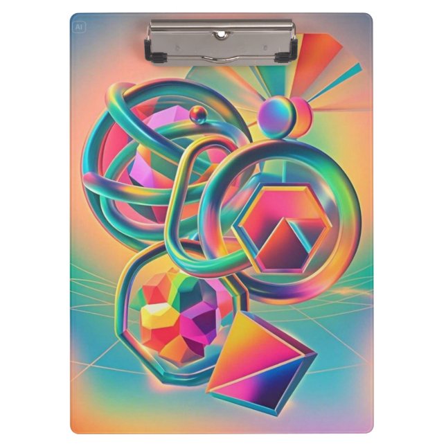 Farbenfrohe, lebendige und abstrakte Kunstwerke Klemmbrett (Vorderseite)