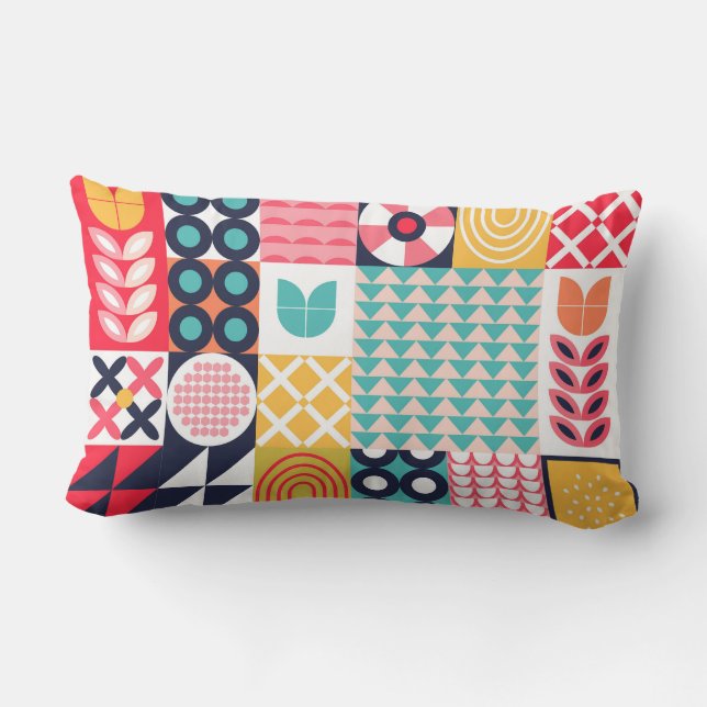 Farbenfrohe Lebensfreude Funky Lendenkissen (Rückseite)