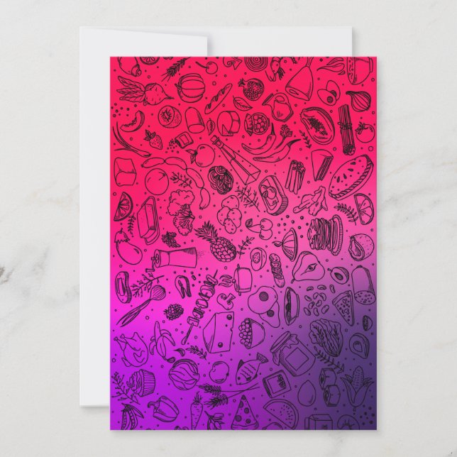 Farbenfrohe Lebensmittelmuster Obst Lebensmittel P Einladung (Vorderseite)