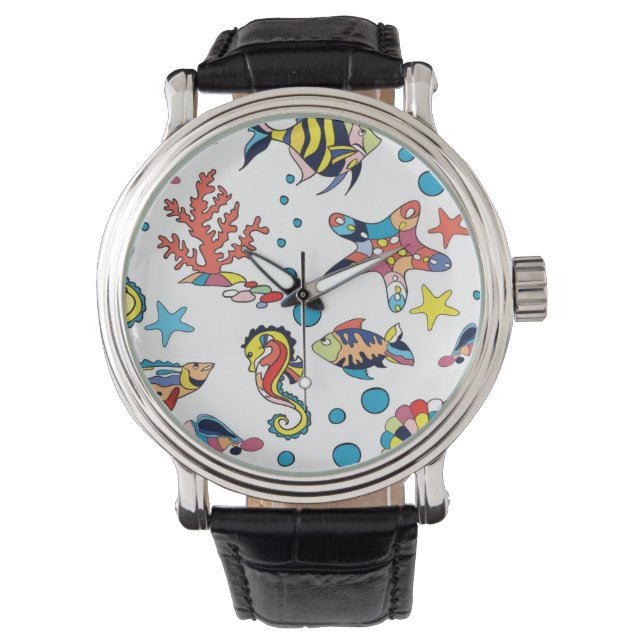 Farbenfrohe Lebensweise unter Wasser Armbanduhr (Vorderseite)