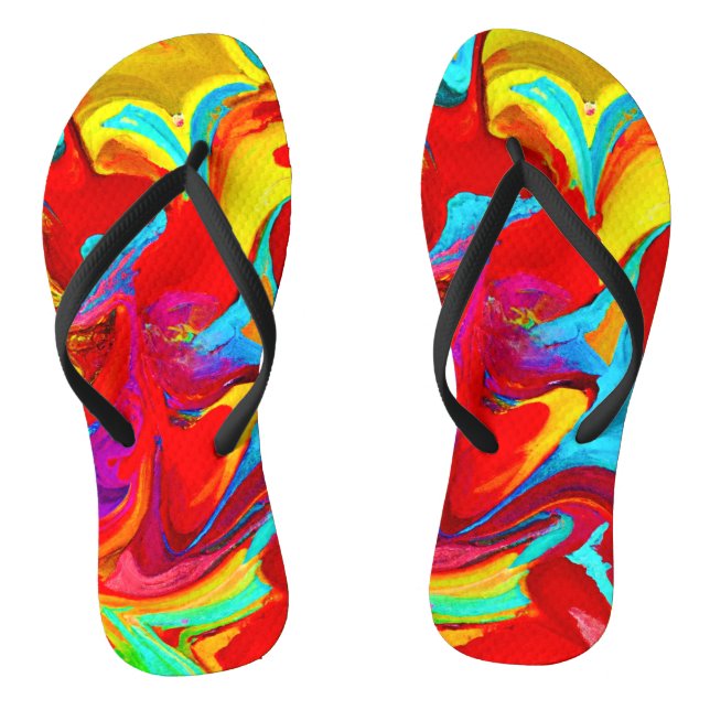 Farbenfrohe, lebhafte Abstrakte Muster Flip Flops (Fußbett)
