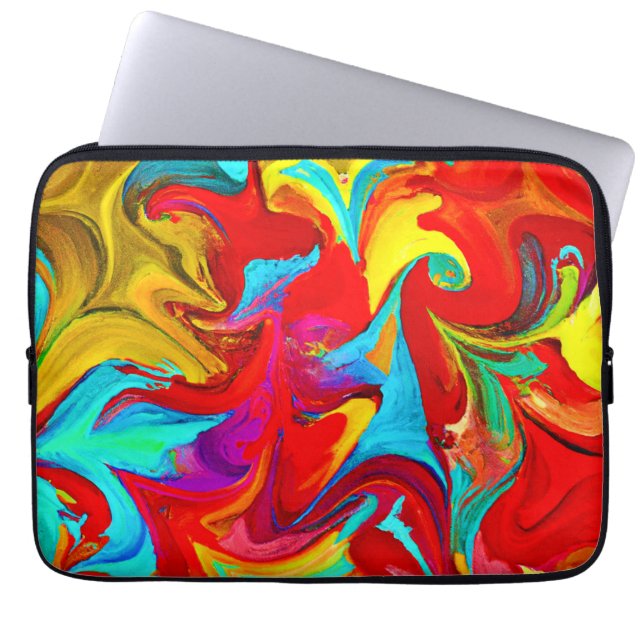 Farbenfrohe, lebhafte Abstrakte Muster Laptopschutzhülle (Vorderseite)