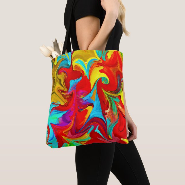 Farbenfrohe, lebhafte Abstrakte Muster Tasche (Von Nahem)
