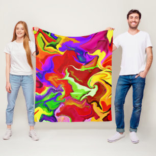 Farbenfrohe, lebhafte Abstraktionsmuster Fleecedecke