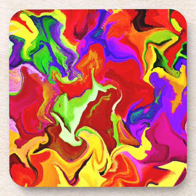 Farbenfrohe, lebhafte Abstraktionsmuster Getränkeuntersetzer (Vorderseite)