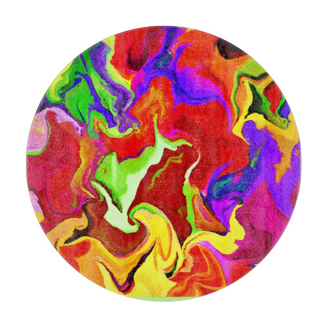 Farbenfrohe, lebhafte Abstraktionsmuster Schneidebrett (Vorderseite)