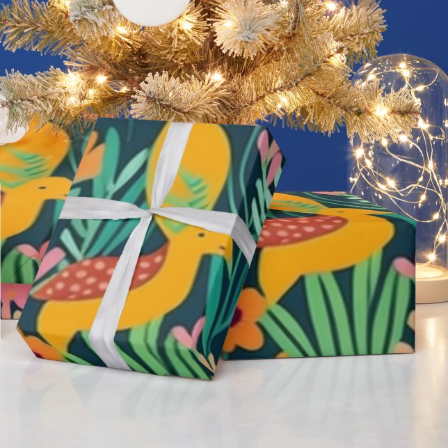 Farbenfrohe, lebhafte Blume und Vogelscheuche Geschenkpapier (Feiertage)