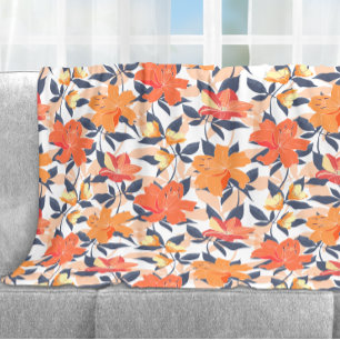 Farbenfrohe lebhafte Blumendrucke Fleecedecke
