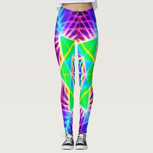Farbenfrohe, lebhafte Muster Leggings (Vorderseite)