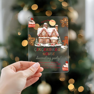 Farbenfrohe Lebkuchen Haus Dekorieren Party Acryleinladungen