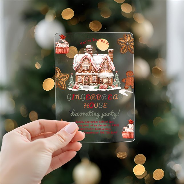 Farbenfrohe Lebkuchen Haus Dekorieren Party Acryleinladungen (Von Creator hochgeladen)