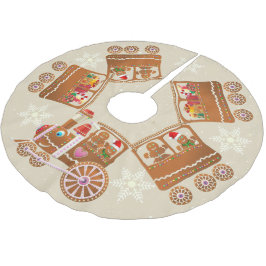 Farbenfrohe Lebkuchen Weihnachtszug Cartoon Polyester Weihnachtsbaumdecke