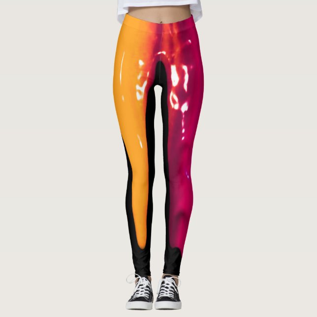 Farbenfrohe Leggings Farbe Schwarz tropfen lassen (Vorderseite)