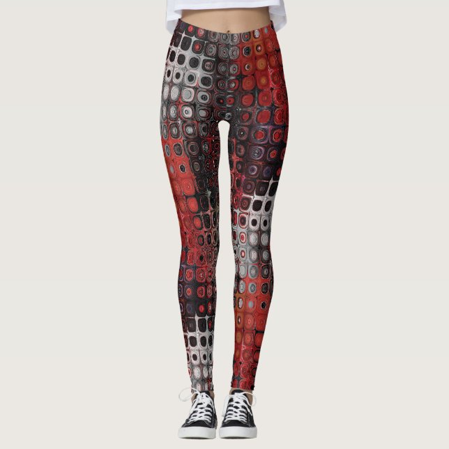 Farbenfrohe Leggings mit Abstrakter Druckkunst (Vorderseite)