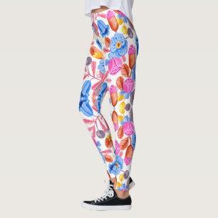 Farbenfrohe Leggings mit einem lebendigen Blumenmu