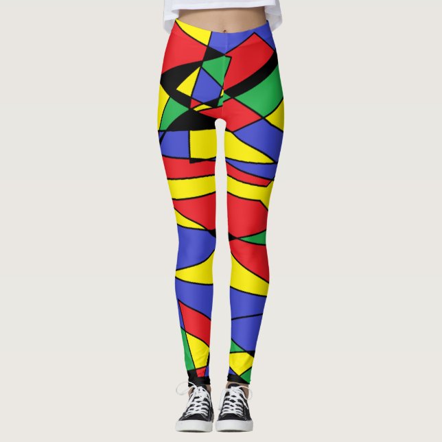 Farbenfrohe Leggings Muster Abstrakte Farben (Vorderseite)
