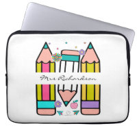 Farbenfrohe Lehrerin Name Bleistift-Cartoon