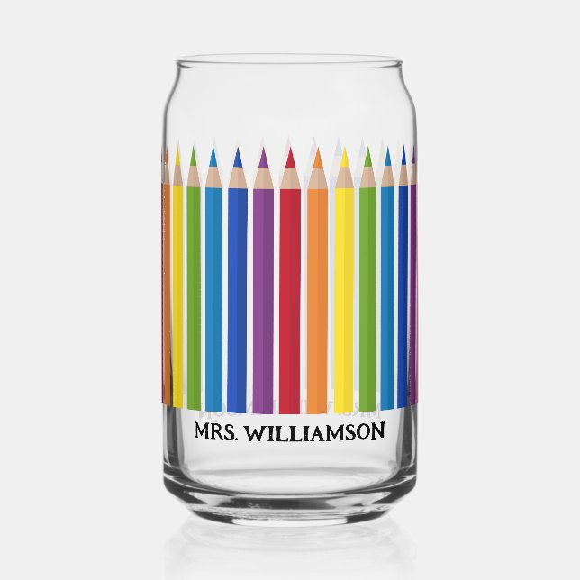 Farbenfrohe Lehrerin Stift Dosenglas (Vorderseite)