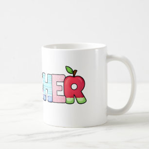Farbenfrohe Lehrerin Word Art Spaß Kaffeetasse
