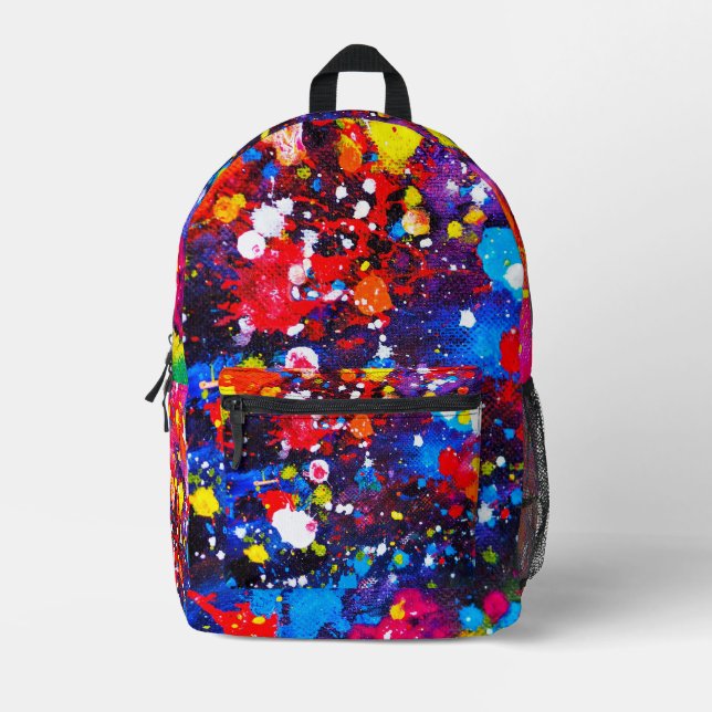 Farbenfrohe Leinwand Paint Spritzer Bedruckter Rucksack (Vorderseite)