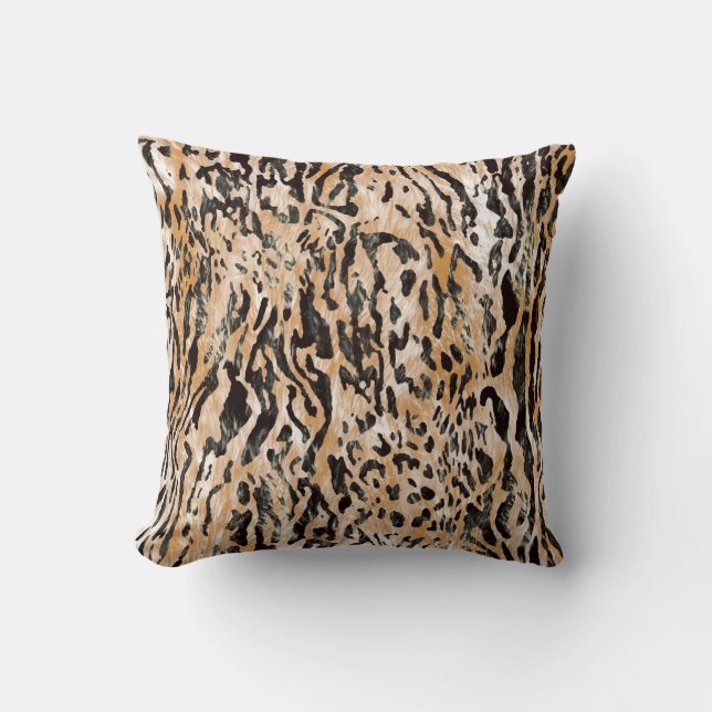 Farbenfrohe Leopard Meter Textile Muster Kissen (Vorderseite)