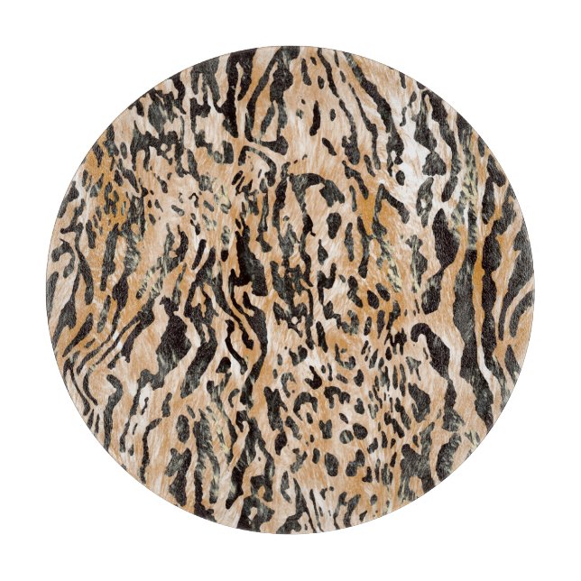 Farbenfrohe Leopard Meter Textile Muster Schneidebrett (Vorderseite)