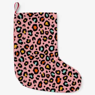 Farbenfrohe Leopard: Vintages Muster zeichnen Kleiner Weihnachtsstrumpf