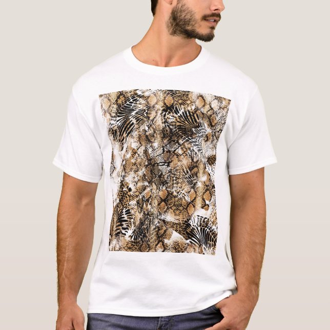 Farbenfrohe Leopard Zebra Camouflage Muster T-Shirt (Vorderseite)