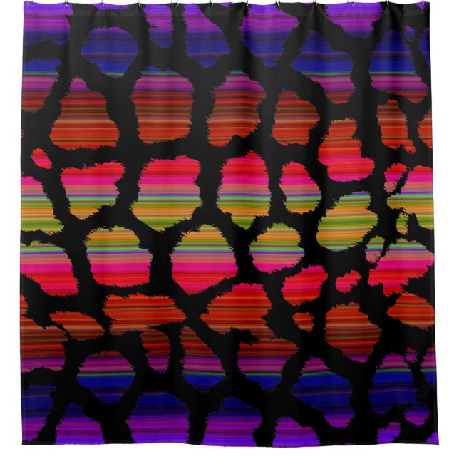 Farbenfrohe Leopord Skin Crazy Regenbogenfarben Duschvorhang (Vorderseite)