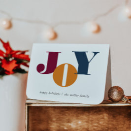Farbenfrohe Letters Joy Holiday Faltes Grußkarte Karte