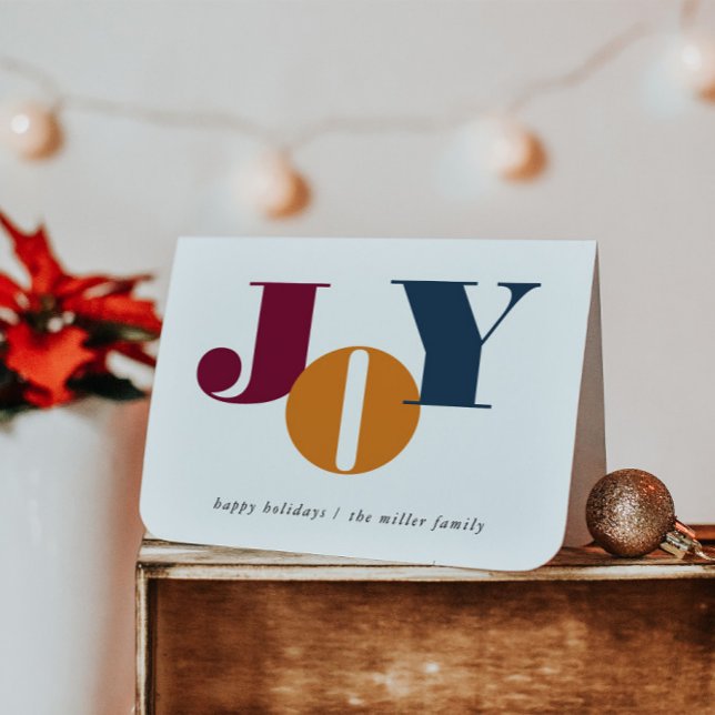 Farbenfrohe Letters Joy Holiday Faltes Grußkarte Karte (Von Creator hochgeladen)