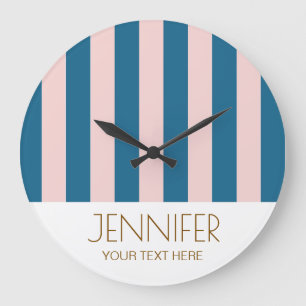 Farbenfrohe, leuchtend blaue Farben Moderne Streif Große Wanduhr