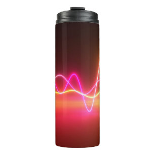 Farbenfrohe, leuchtend neonfarbene Grafik-Equalize Thermosbecher