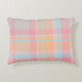 Farbenfrohe, leuchtend rosa blaue Tartan-karierte  Dekokissen