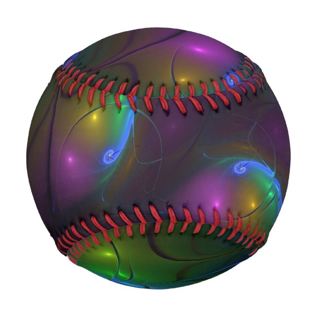 Farbenfrohe leuchtende Abstrakte Moderne Fraktal K Baseball (Vorderseite)