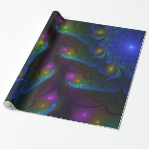 Farbenfrohe Leuchtende Abstrakte Moderne Trippy-Fr Geschenkpapier