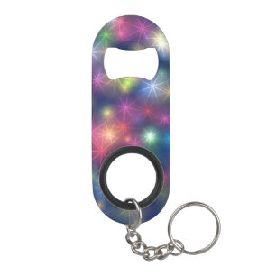 Farbenfrohe leuchtende Sterne Kosmische Lichter Mini Flaschenöffner