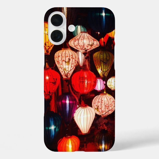 Farbenfrohe leuchtende Verzierte Lanterns iPhone 16 Plus Hülle (Rückseite)