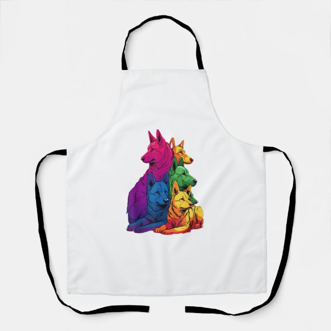 Farbenfrohe LGBT Pride German Shepherd Dog Pile Schürze (Vorderseite)