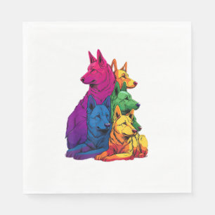 Farbenfrohe LGBT Pride German Shepherd Dog Pile Serviette