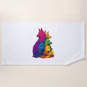 Farbenfrohe LGBT Pride German Shepherd Dog Pile Strandtuch