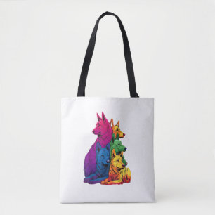 Farbenfrohe LGBT Pride German Shepherd Dog Pile Tasche