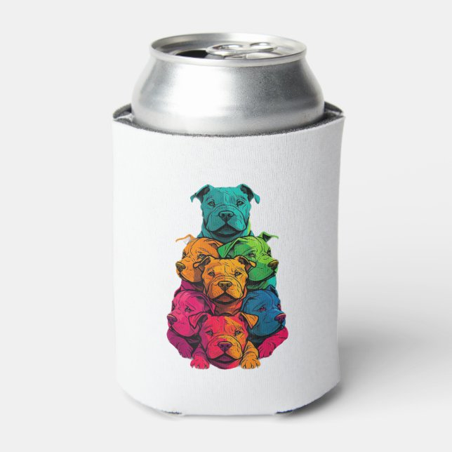 Farbenfrohe LGBT Pride Staffordshire Bull Terrier  Dosenkühler (Kanne Vorderseite)