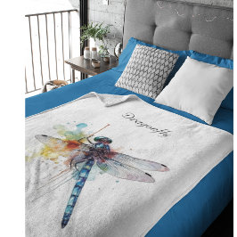 Farbenfrohe Libelle anpassbar Fleecedecke