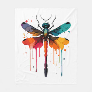 farbenfrohe Libelle Fleecedecke