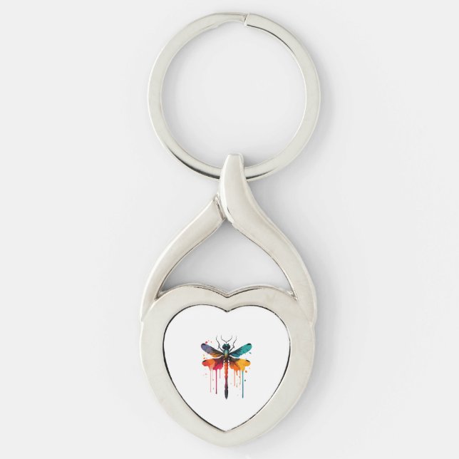 farbenfrohe Libelle Schlüsselanhänger (Vorderseite)