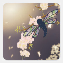 Farbenfrohe Libelle und Kirschblossommalerei