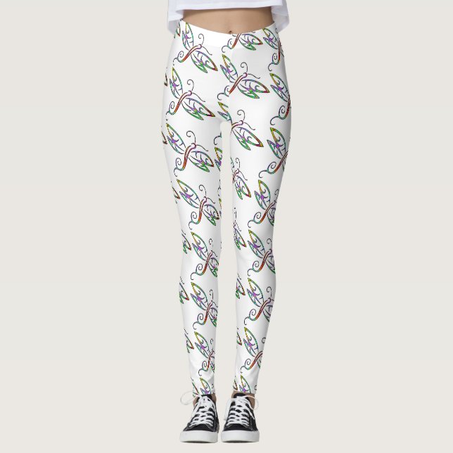 Farbenfrohe Libellen Leggings (Vorderseite)